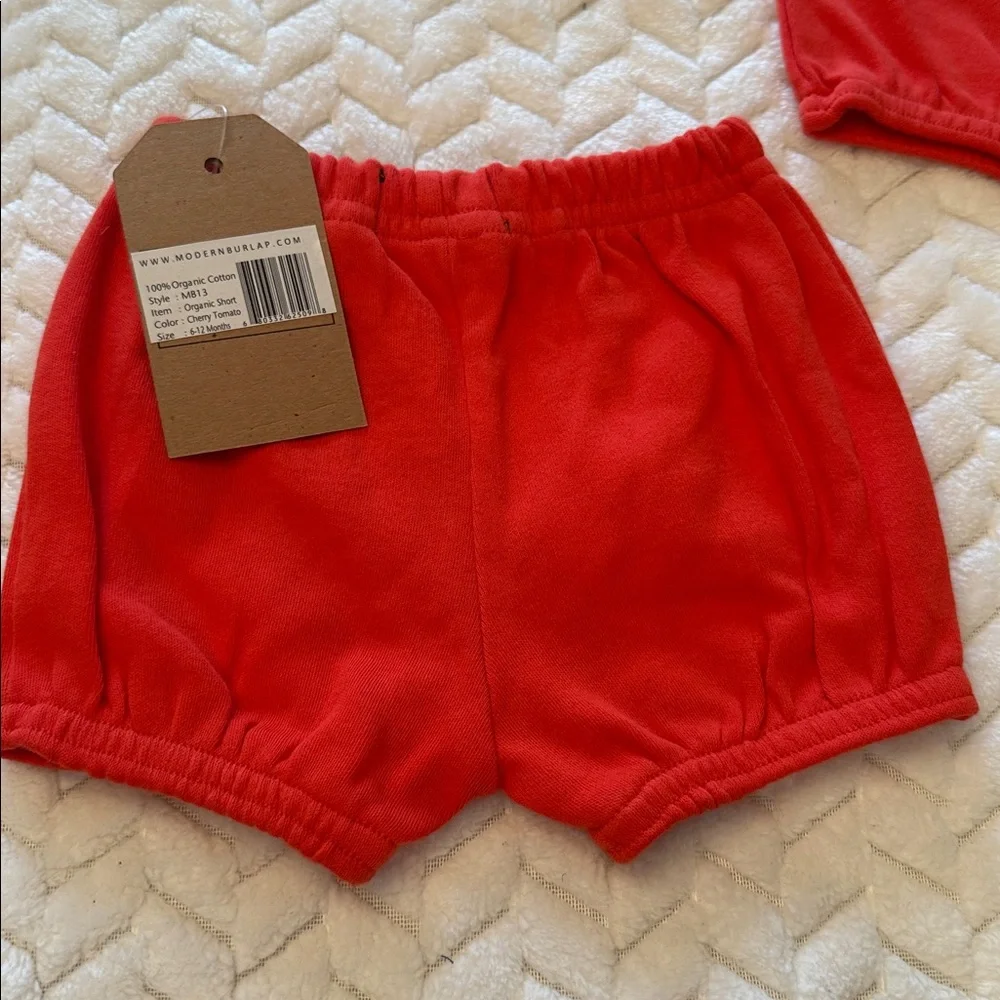 Modern Burlap 100% organic cotton Red Kids Shorts 6-12m